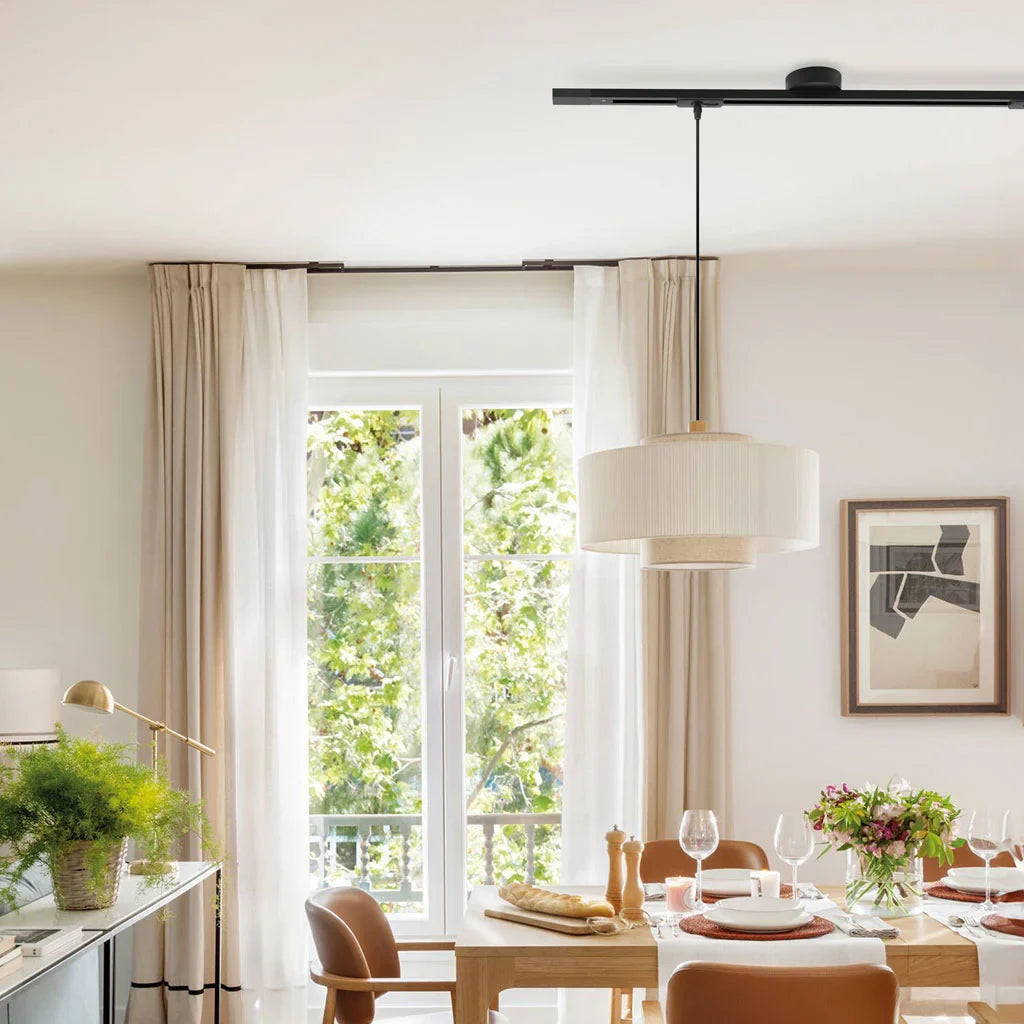 Morris Loftskinne til Pendellampe | 360° Rotationsdesign | Universal kompatibilitet | Fleksibel installering | Sort aluminium | Inkl. 3 lyskilder | Let positioneringsjustering | Moderne belysningsløsning
