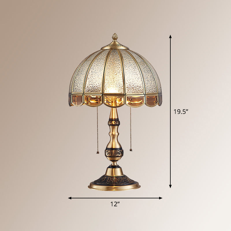 Bronze antique | Lampe de table avec verre dépoli | Double système lumineux | Interrupteur à tirette | Métal de haute qualité | Design traditionnel