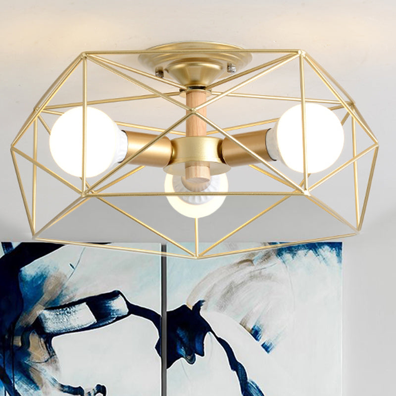 GeoLight loftlampe | Geometrisk design | Metaltrådbur | Sort, hvid, guld | Fås med 3-5 lys | Moderne belysning | Høj kvalitet | Perfekt til ethvert