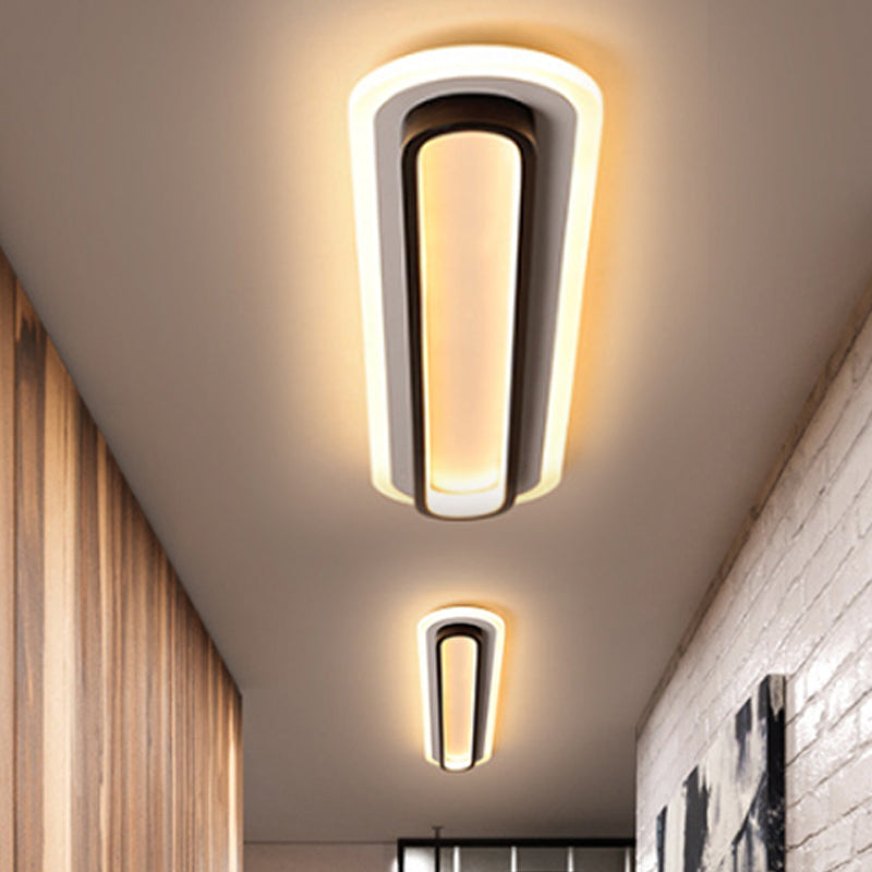 Oval LED Belysning | Moderne Loftlampe | Sort/Hvid Metal | Akryldiffusor | Energibesparende | Justerbar Lysstyrke | Stilfuld