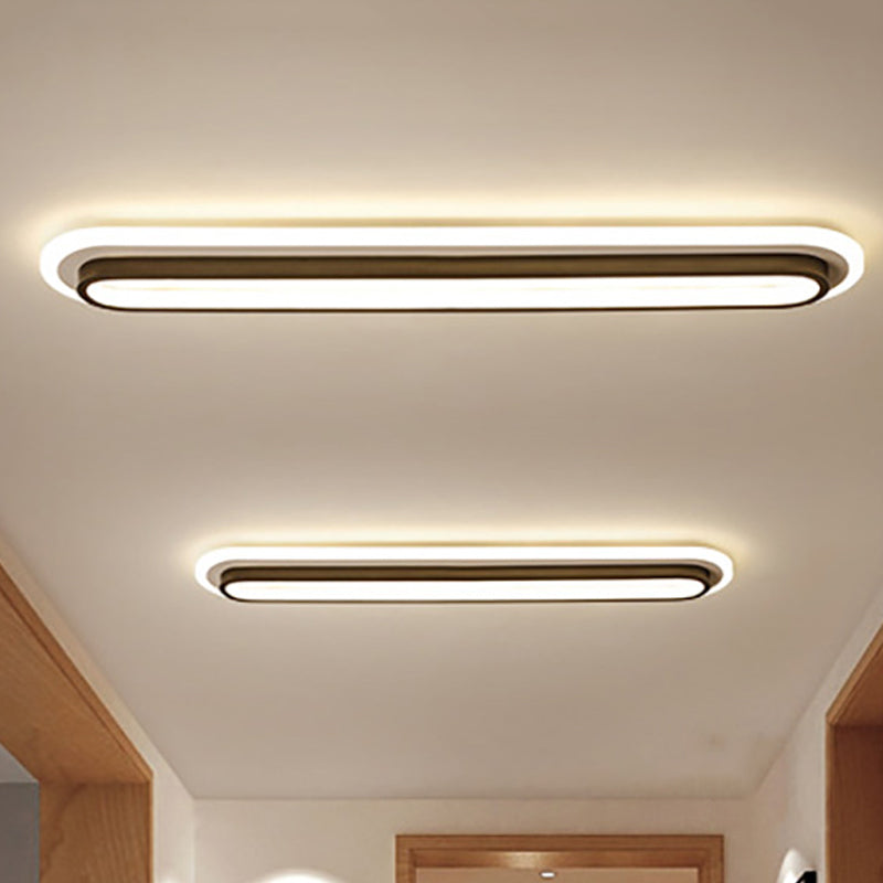 Oval LED Belysning | Moderne Loftlampe | Sort/Hvid Metal | Akryldiffusor | Energibesparende | Justerbar Lysstyrke | Stilfuld