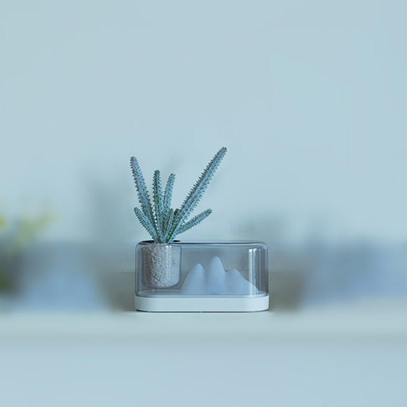 MountainLight | Lampe LED rechargeable | Forme de montagne avec rangement | Élégante et fonctionnelle | Table de nuit ou bureau | Gris/Blanc/Rose