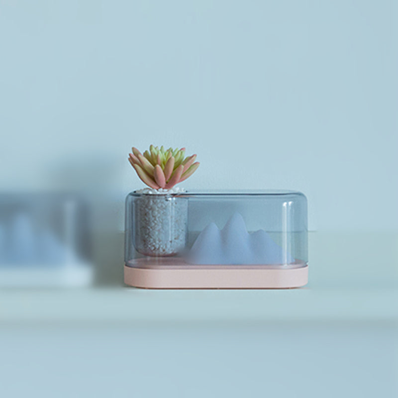 MountainLight | Lampe LED rechargeable | Forme de montagne avec rangement | Élégante et fonctionnelle | Table de nuit ou bureau | Gris/Blanc/Rose