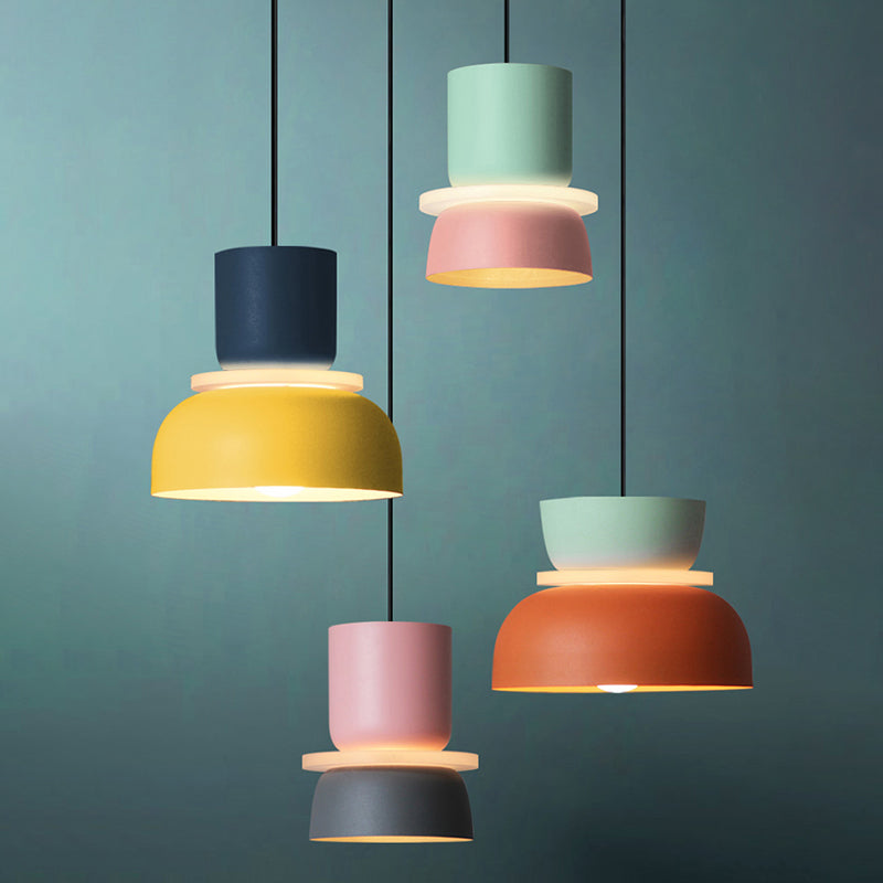 Luminoir | Moderne LED Hängeleuchte | Macaron-Stil | Bunte Beleuchtung | Metall | E26/E27 | Erhältlich in Gelb, Pink, Grau, Hellgrün, Hellblau,