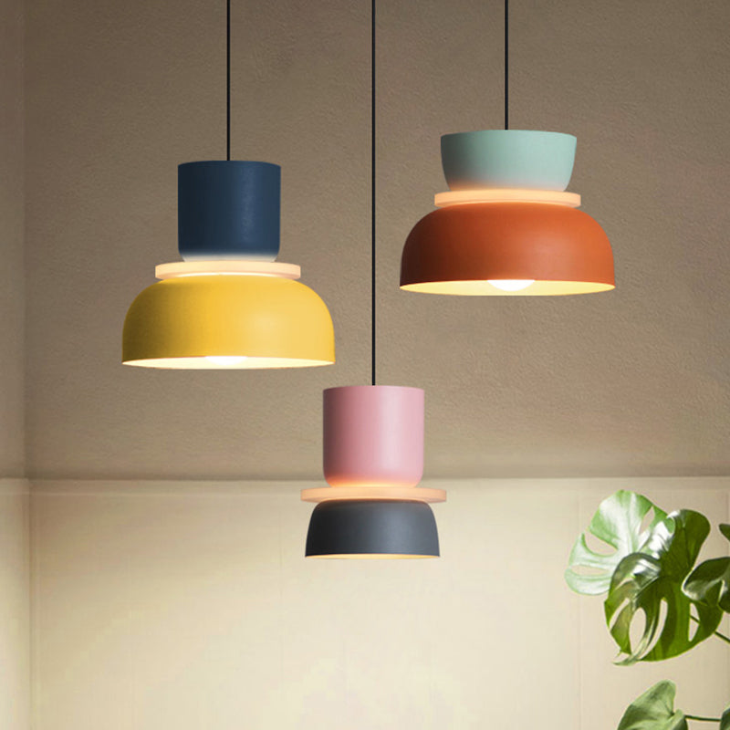 Luminoir | Moderne lampe suspendue LED | Style Macaron | Éclairage coloré | Métal | E26/E27 | Disponible en jaune, rose, gris, vert clair, bleu