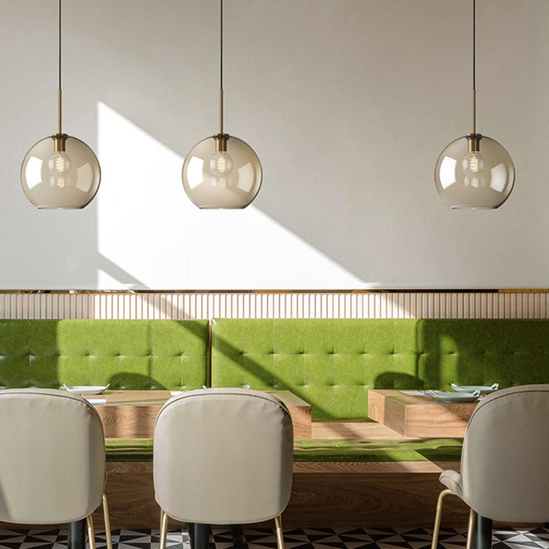 Emma Pendel | Cognacglas | Justierbare Kette | Modernes Glasdesign | Hohe Qualität | Elegantes Design | LED Kompatibel | Runde Form | Für Esszimmer