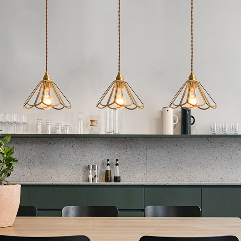 Lampa wisząca Frost | Styl Tiffany | Szkło | Przezroczysty bursztyn | Geometryczny wzór | 1 lampa | Metalowa konstrukcja | Regulowany łańcuch