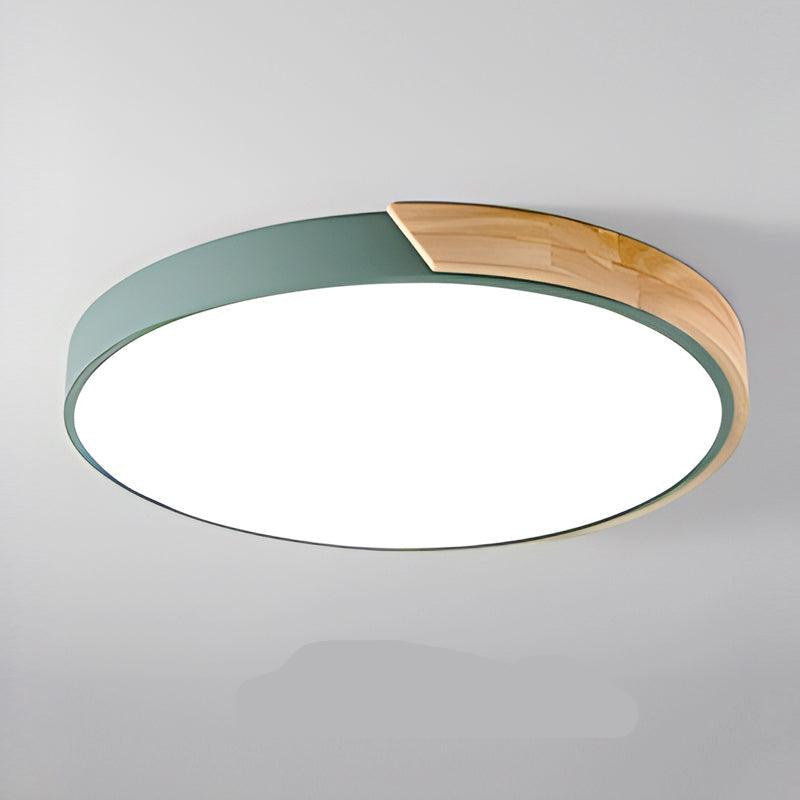 Træ LED Loftlampe | Cirkulær Design | Skandinavisk Stil | Metal + Akryl Materiale | 220V | 5-10m² Belysning | Ideel til Soveværelse Balkon Studie | Moderne Elegance