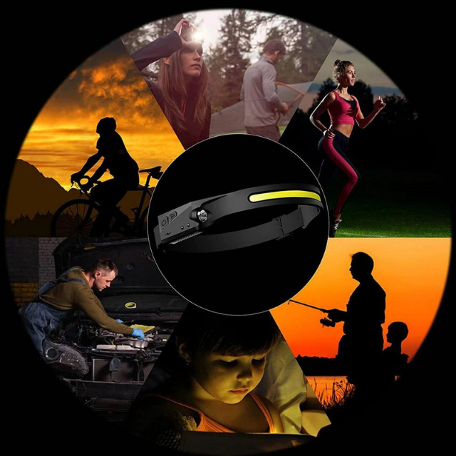 Emiyo | Akumulatorowa latarka czołowa LED | Wodoodporna | Oświetlenie 230° | USB-C | 5 ustawień światła | Certyfikat CE