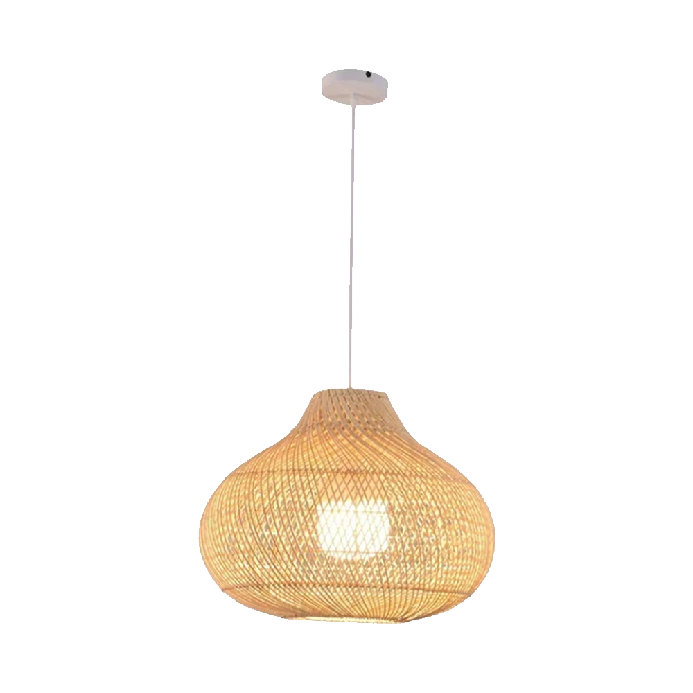 Boho Ø-naturligvis Handgefertigte Rattan Pendelleuchte | Holzfinish | E27 Lichtquelle | 150 cm Kabel Länge | Wohnkultur | Nicht dimmbar | Trockene