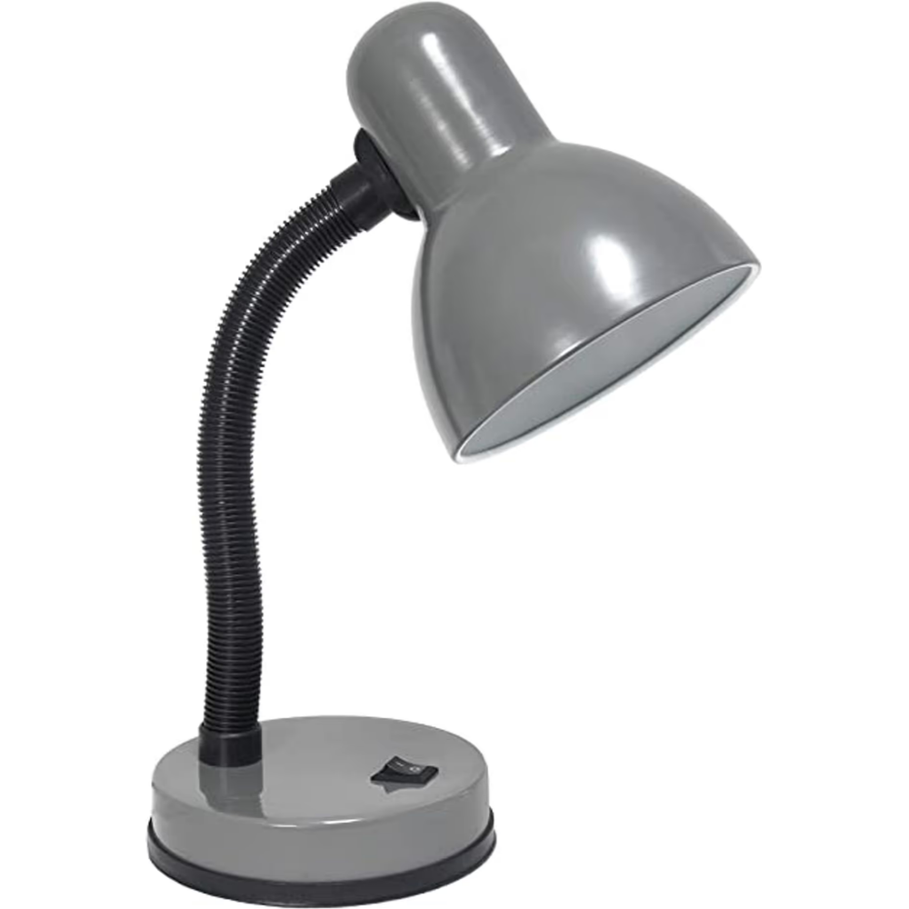Lampe LED flexible | Col ajustable | Lampe grise | Base métallique stable | Idéal pour bureau et maison | Design compact | Source lumineuse LED