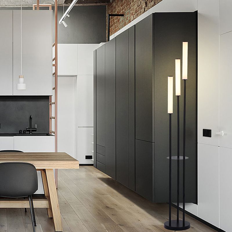 Eryn Moderne LED Stehlampe | Weiß Schwarz | Metall + Keramischer Schirm | 5 Lichtquellen | 110-240V | Innengebrauch | Wohnzimmer Schlafzimmer | IP20