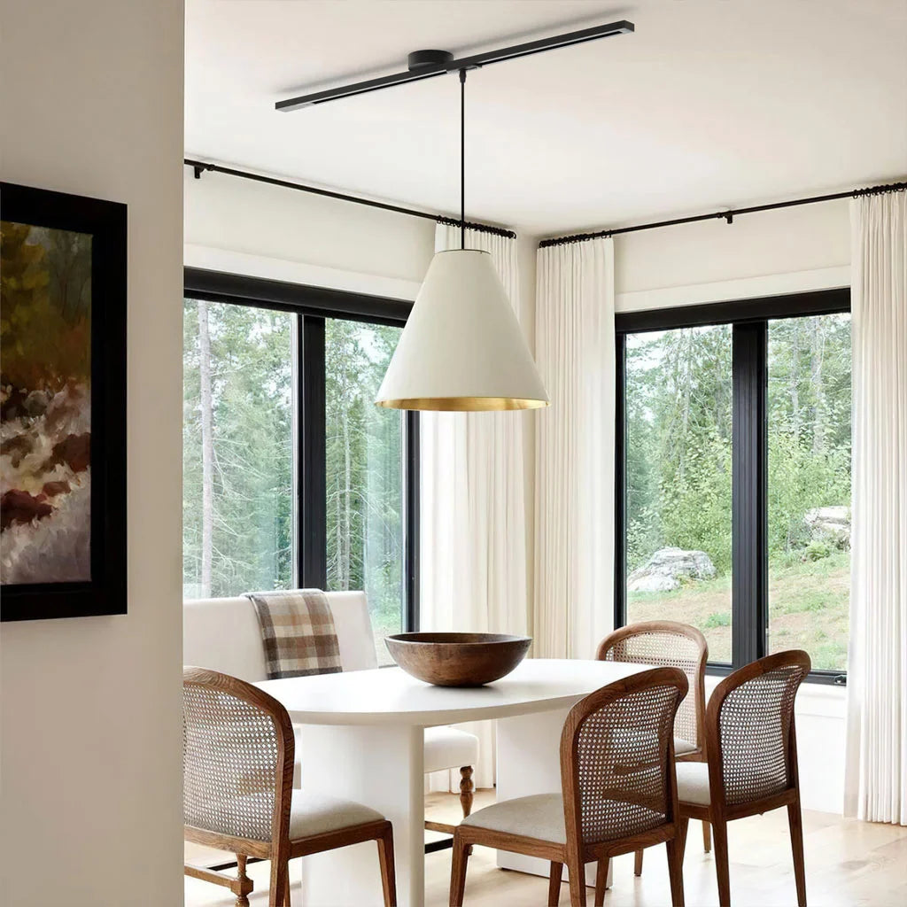 Morris Loftskinne til Pendellampe | 360° Rotationsdesign | Universal kompatibilitet | Fleksibel installering | Sort aluminium | Inkl. 3 lyskilder | Let positioneringsjustering | Moderne belysningsløsning