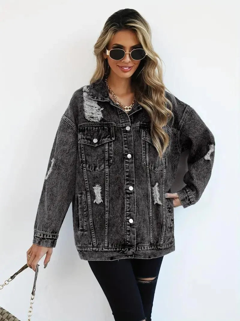 Trendy Oversized Denimjakke til Kvinder - Visconte