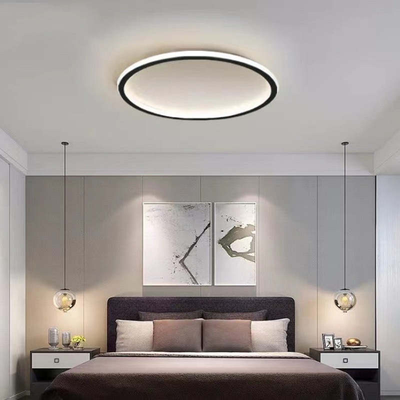 LunaNova LED Loftlys | Design Rond | Noir et Blanc | Métal et Acrylique | Ø 30/40/50 cm | Éclairage Économique | Pour Salon, Chambre & Salle à