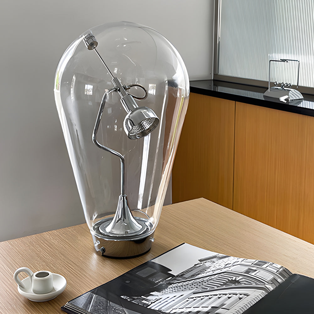 LumiGlow | Lampe en verre moderne | Tactile dimmable | LED | Design industriel | Compact 25x20 cm | Éclairage intégré | Écologique | 3000K Blanc