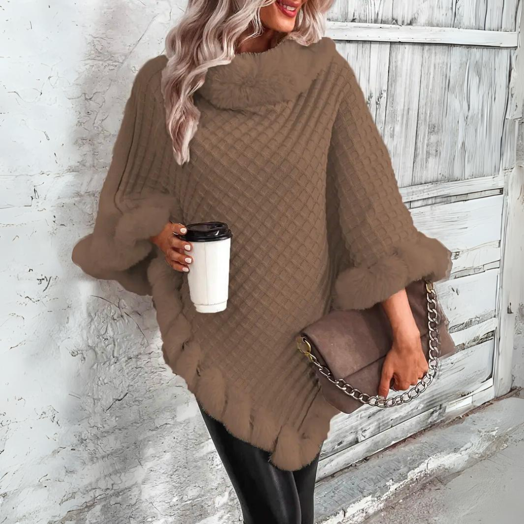 Strikket Varm Cape til Damer | Uld & Bomuld | Alsidig & Sofistikeret Design | Flere Farvemuligheder | Komfortabel & Holdbar Til Hverdag & Fest
