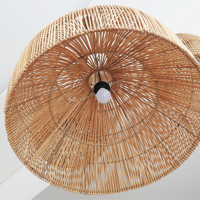 Handgefertigter Boho Rattan Lampenschirm | Natürliche Materialien | Für Esszimmer und Kücheninsel | Verstellbare Höhe 150 cm | Verschiedene Größen