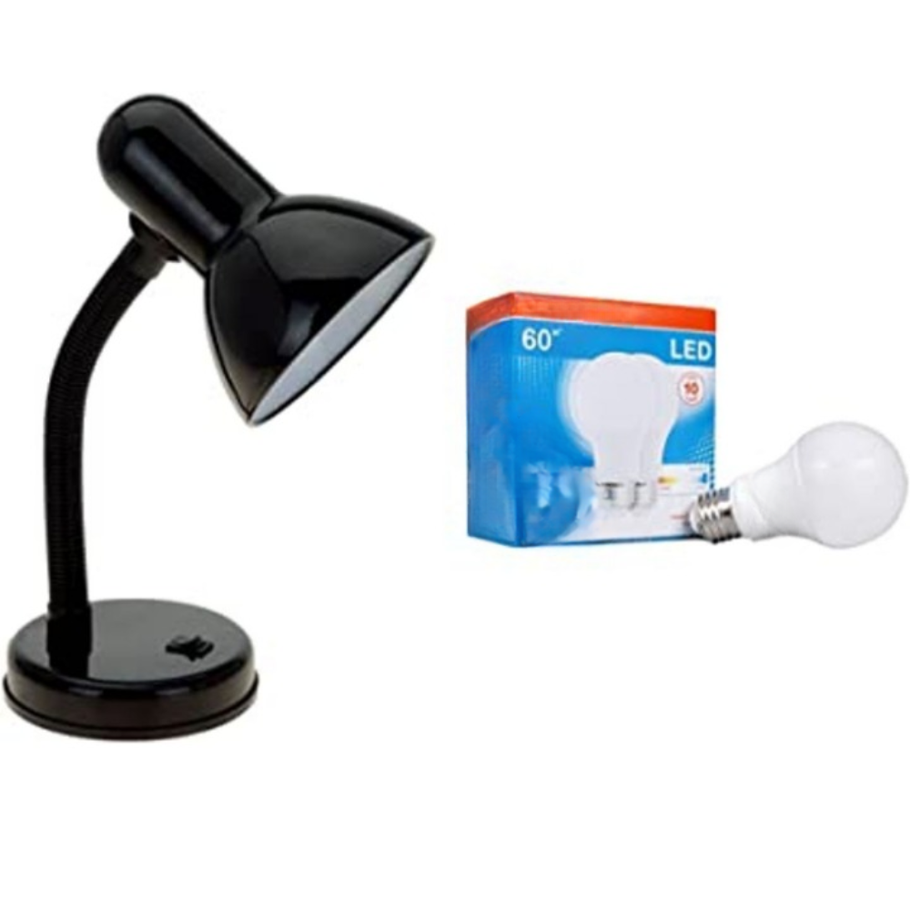 Flexibele LED-Schreibtischlampe | Verstellbarer Hals | Minimalistisches Design | Schwarz | Energieeffizient | Lange Lebensdauer | 35,2 cm hoch