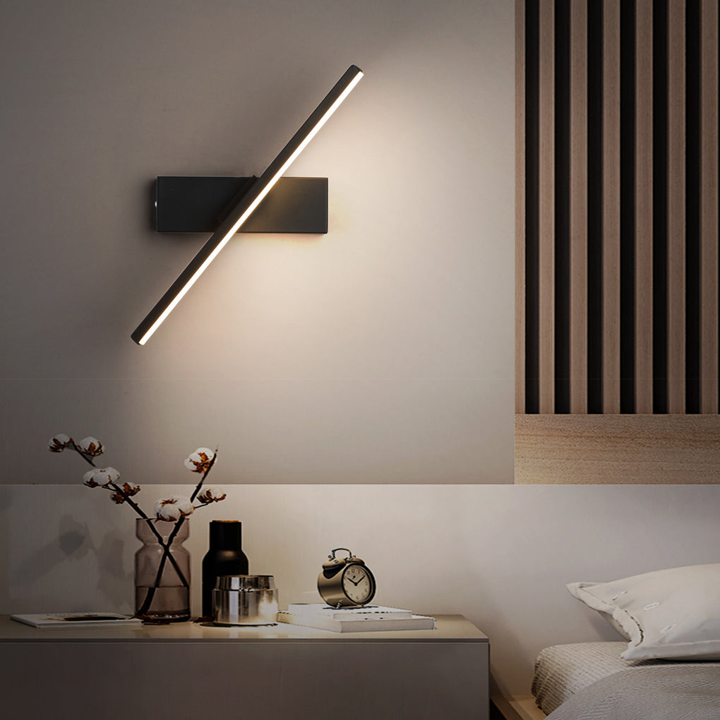 Sort | Weiß | 330° Justierbar Drehbar | Minimalistische LED Wandleuchte | Geometrisches Design | Silikon Bildschirm | Aluminium | Schlafzimmer