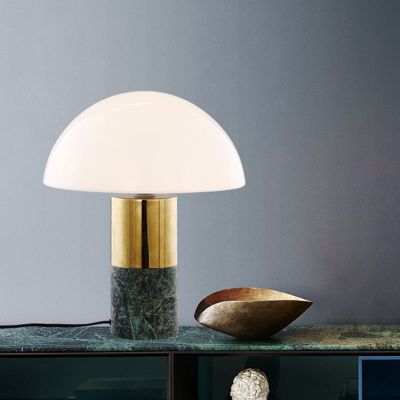 DomeGlow | Lampe de bord | Abat-jour en verre dépoli | Verre & métal de haute qualité | Design moderne | Blanc & vert | Base E26/E27 | Compatible LED