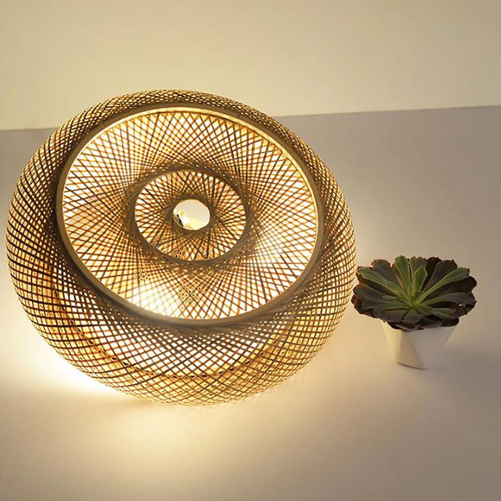 ZenLight Stehlampe | Bambusdesign | Versenkte Montage | Rattan-Look | E27 Fassung | 3 Lichtquellen | Ø40cm/50cm | Hohe Qualität | Harmonische