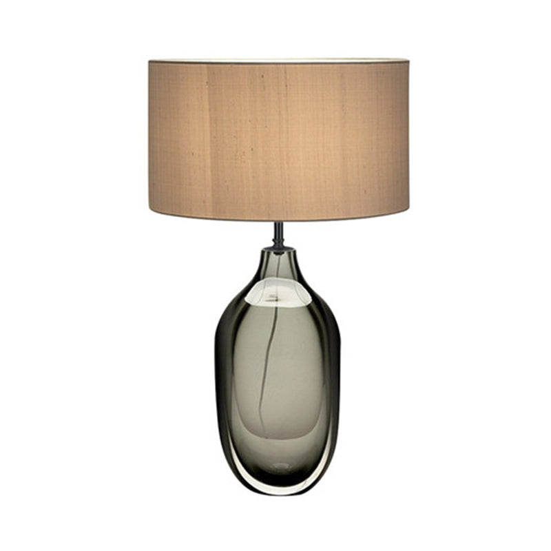 Lampa stołowa kryształowa | Nowoczesny design | Klosz z tkaniny w kolorze khaki | Luksusowa kryształowa podstawa | Rozproszone oświetlenie