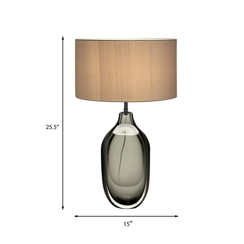 Lampa stołowa kryształowa | Nowoczesny design | Klosz z tkaniny w kolorze khaki | Luksusowa kryształowa podstawa | Rozproszone oświetlenie
