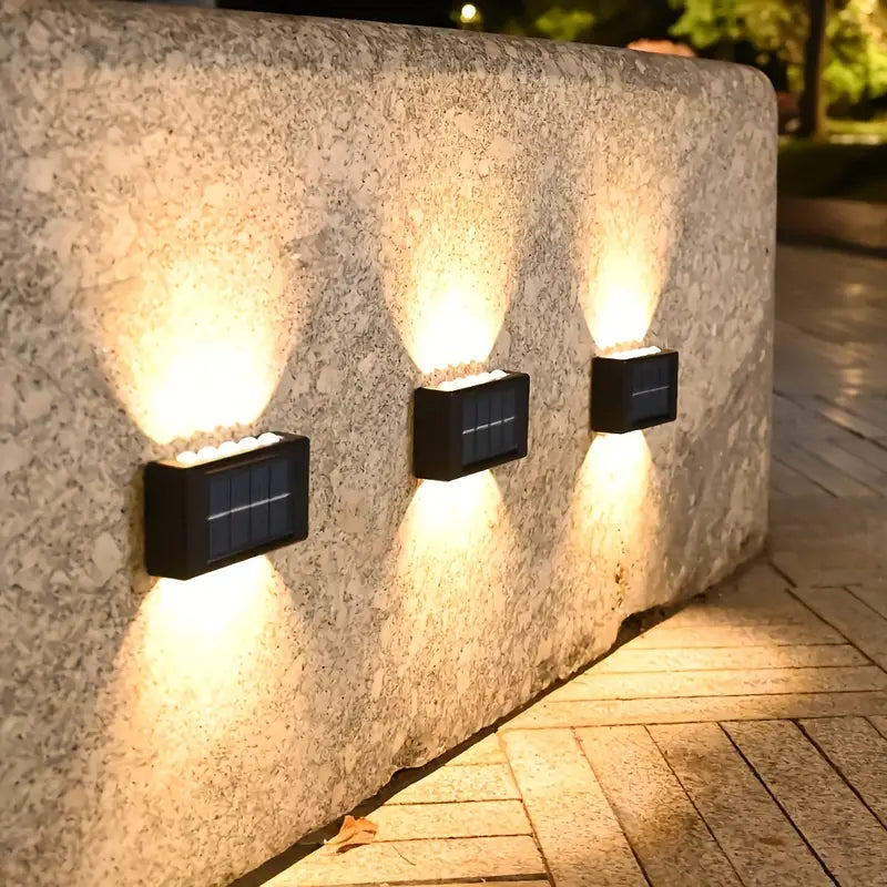 Solcellsdriven LED-utomhuslampa | Svart rostfritt stål | Modern design | För trädgård och terrass | Trådlös installation | 20 LED-lampor | Höjd 25 cm | Bredd 15 cm | Hållbar och snygg belysning