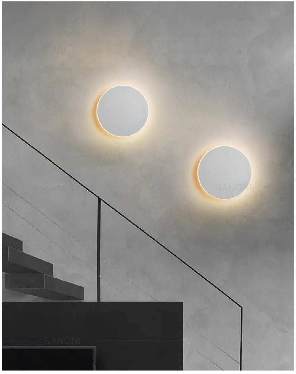 SleekGlow | Rund LED-designerbelysning | Modern väggarmatur | Effektiv energiförbrukning | Slank och snygg design | Skapar en mysig inomhusatmosfär | Aluminiumkonstruktion | IP20 | Ø20 cm | 3000K | Armatur