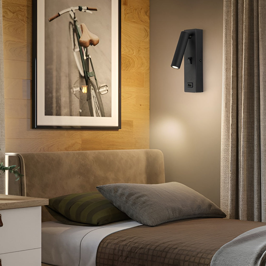 Luxi Light | Lampe murale LED ajustable | Recharge USB | Design moderne | Lumière de lecture | 30x10x5 cm | Métal | Interrupteur