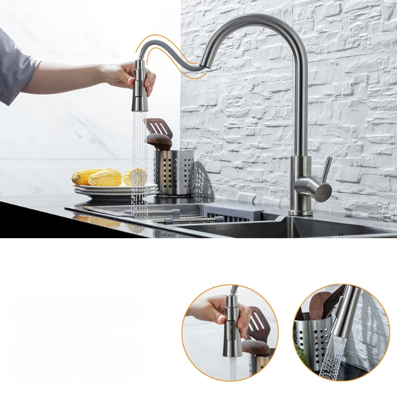 TouchFlow Køkkenarmatur | Smart Sensor | Berøringsfølsom Kontrol | Børstet Rustfrit Stål | Moderne Design