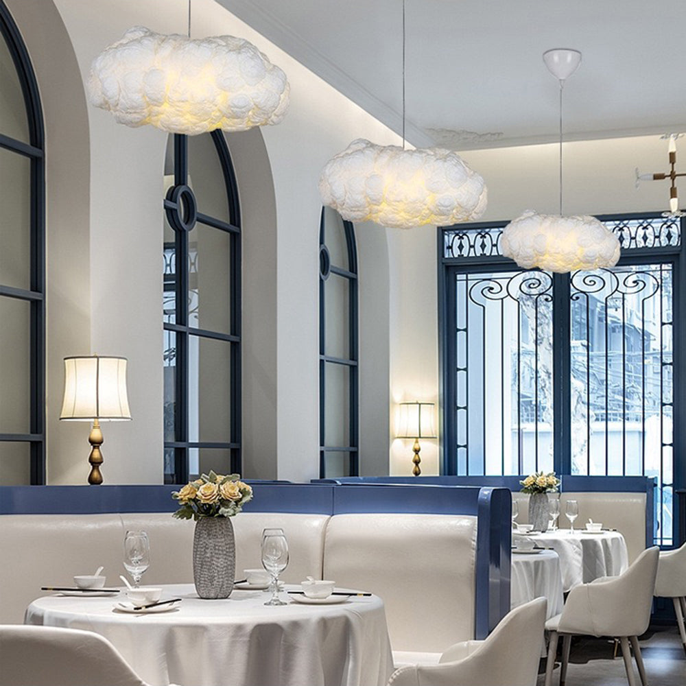 TranquilAura | Żyrandol LED w kształcie chmury | Regulowana jasność | Wysokiej jakości PVC i bawełna | Minimalistyczny design | 60 x 40 cm