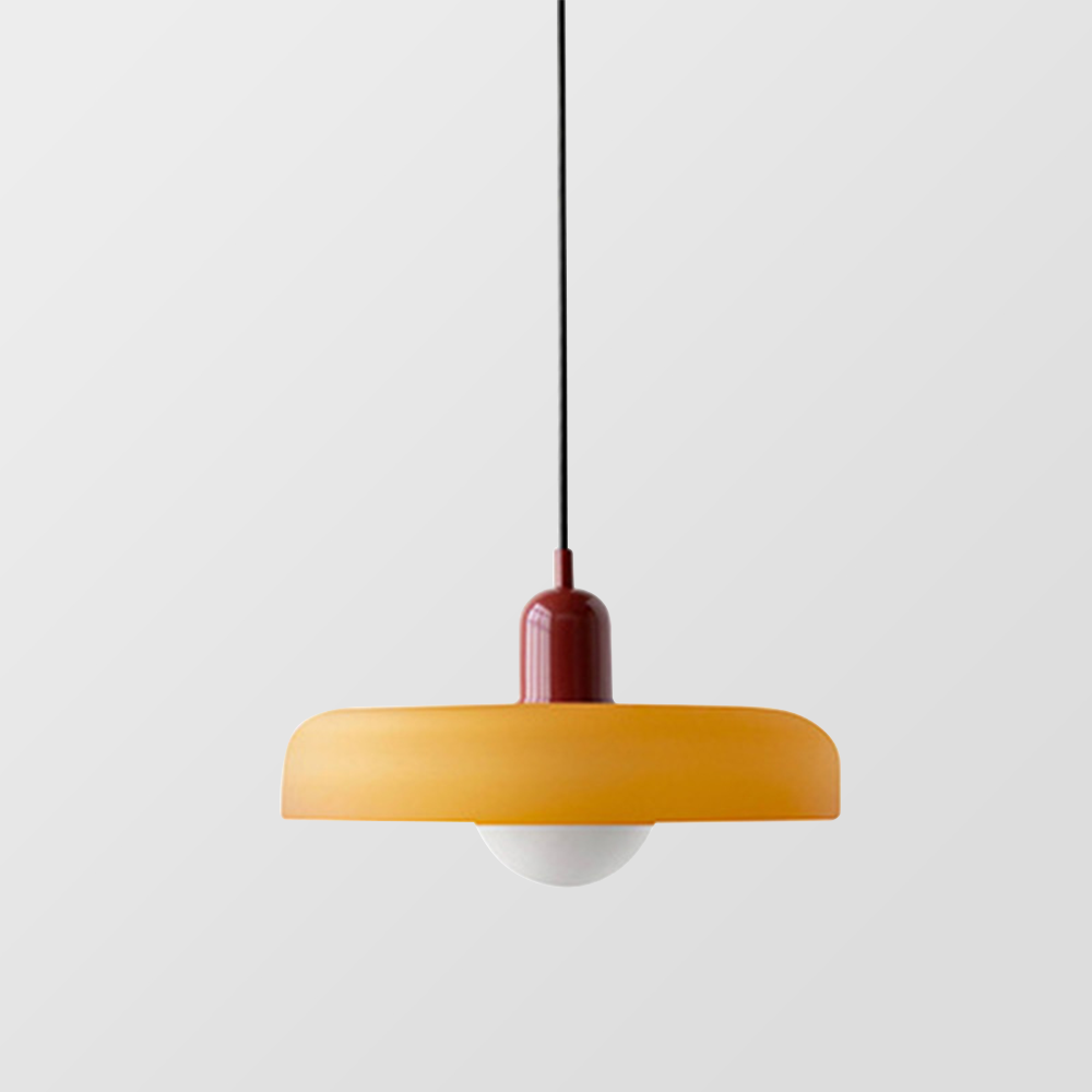 Bauhaus pendel | Farvet glas | Moderne design | Energibesparende lyskilde | Funktionel elegance | Ideel til stue og spisestue | Livlig touch | Elegant detaljeret belysning | Alsidig og stilfuld lampe