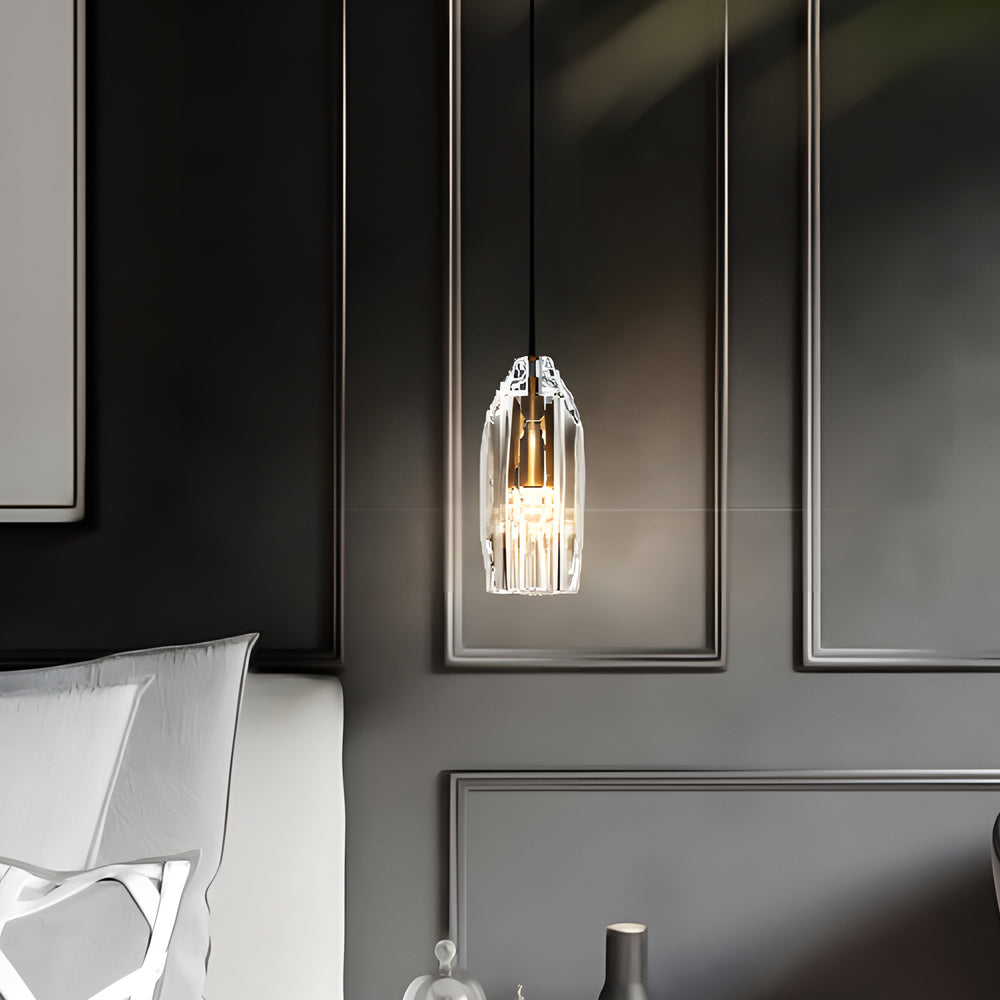 Geometryczna lampa sufitowa LED | Kryształowe detale | Regulowana wysokość | Wykończenie w kolorze mosiądzu i czerni | Ciepłe i białe światło