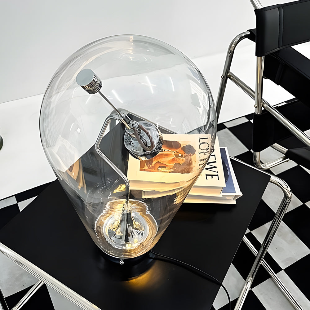 LumiGlow | Lampe en verre moderne | Tactile dimmable | LED | Design industriel | Compact 25x20 cm | Éclairage intégré | Écologique | 3000K Blanc