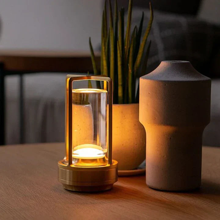 Lampe de table LED minimaliste | Lanterne avec 3 réglages de lumière et capteur tactile | Rechargeable via USB | Source lumineuse élégante pour la