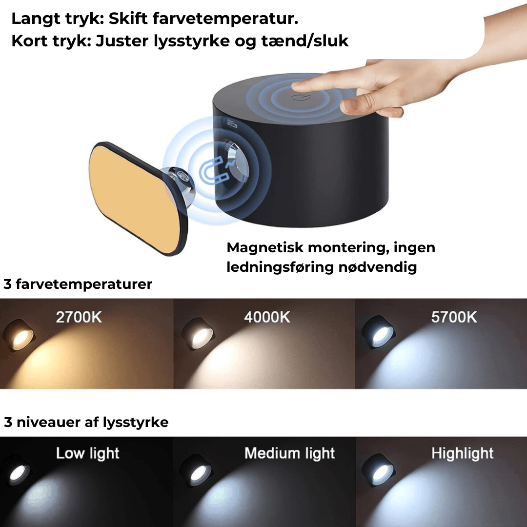 Flexilight™ | 360° trådløs genopladelig væglampe