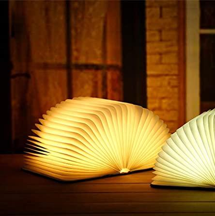LED Lampe | Fortryllende Design | Åben Bog Form | Sensorstyring | Brun | Genopladelig | USB | CE Certificeret
