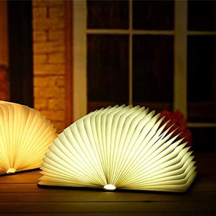 LED Lampe | Fortryllende Design | Åben Bog Form | Sensorstyring | Brun | Genopladelig | USB | CE Certificeret