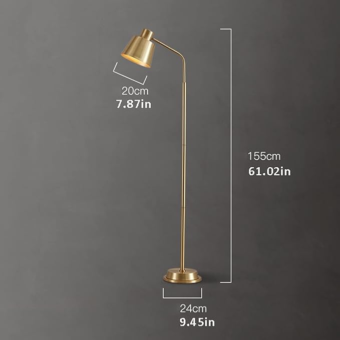 Elegante Stehlampe aus Messing | Minimalistisches Design | LED-kompatibel | Höhe 155 cm | Lichtquelle E26/E27 | Perfekt für modernes