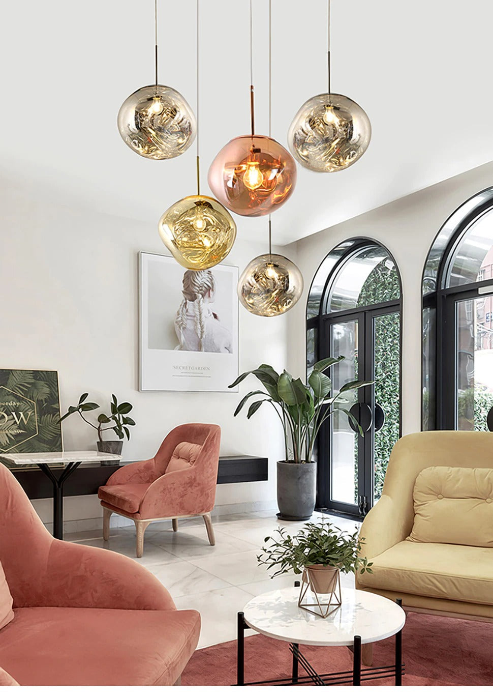 Moderne suspension LED | Hauteur réglable | Éclairage économe en énergie | Choix de couleurs : Or, Argent, Or rose, Bleu, Vert, Violet, Gris fumé