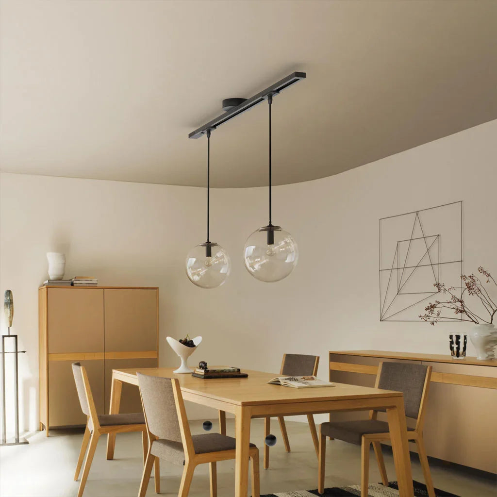 Morris Loftskinne til Pendellampe | 360° Rotationsdesign | Universal kompatibilitet | Fleksibel installering | Sort aluminium | Inkl. 3 lyskilder | Let positioneringsjustering | Moderne belysningsløsning