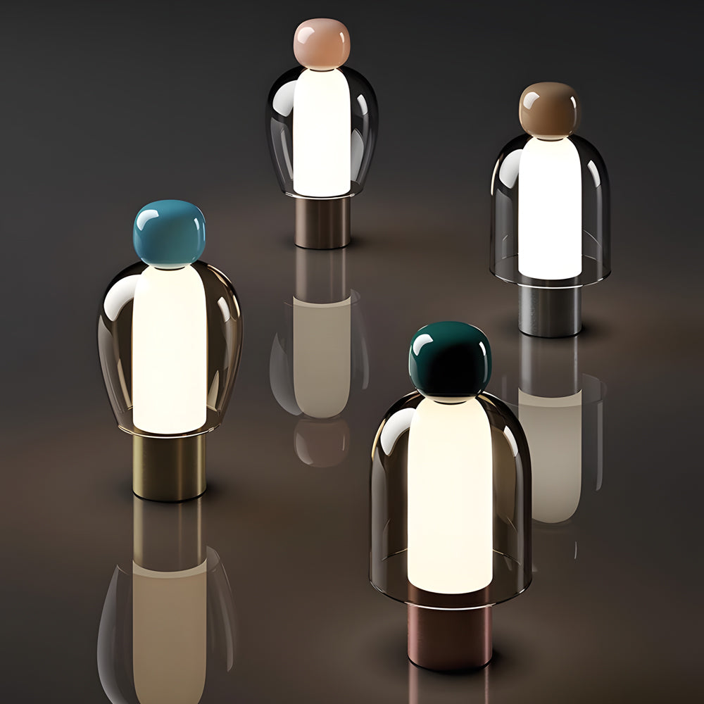 GlowFlow | Lampe de table sans fil | Verre | LED dimmable | Rechargeable | 25 cm | Design élégant | Luminosité réglable | 3000K blanc