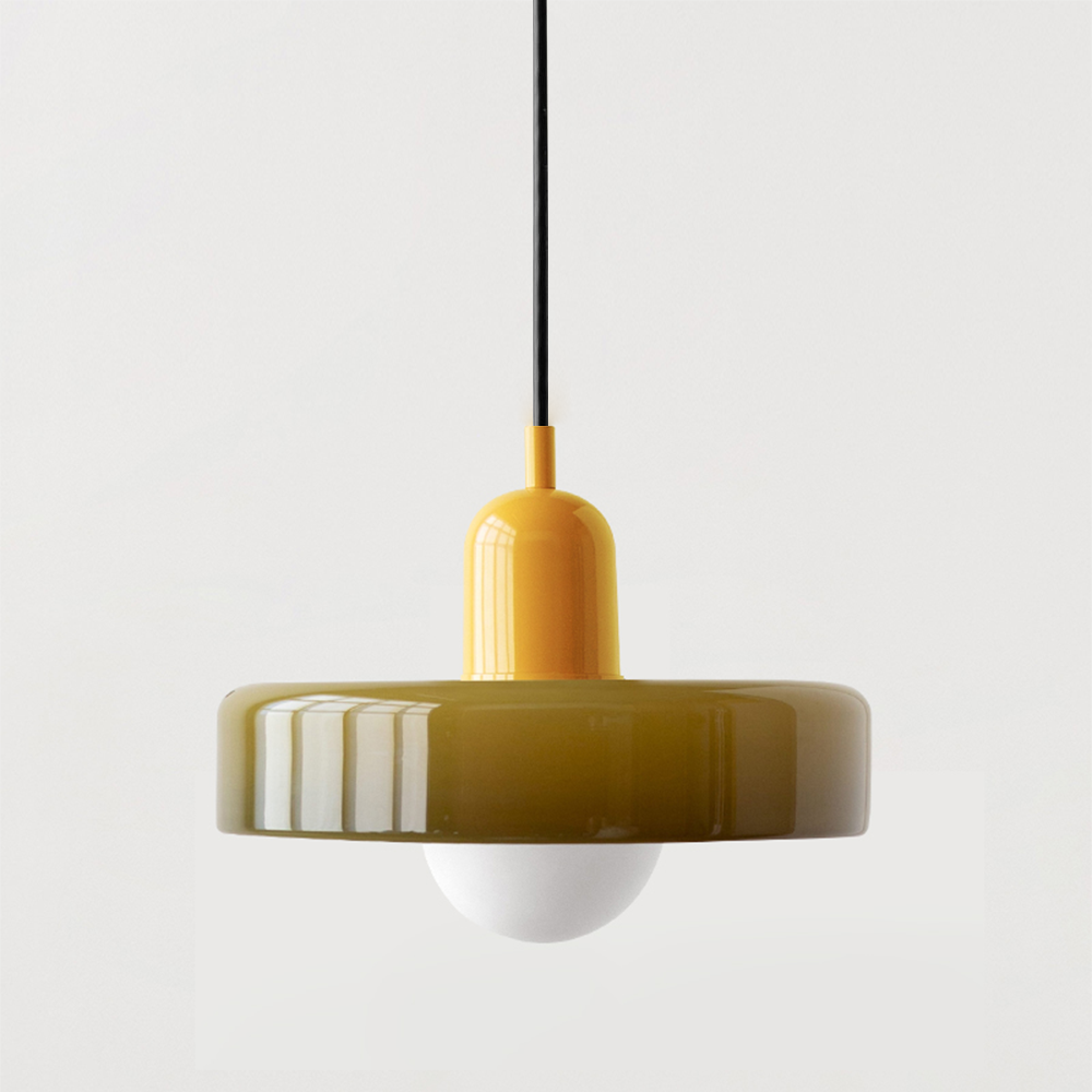 Bauhaus pendel | Farvet glas | Moderne design | Energibesparende lyskilde | Funktionel elegance | Ideel til stue og spisestue | Livlig touch | Elegant detaljeret belysning | Alsidig og stilfuld lampe