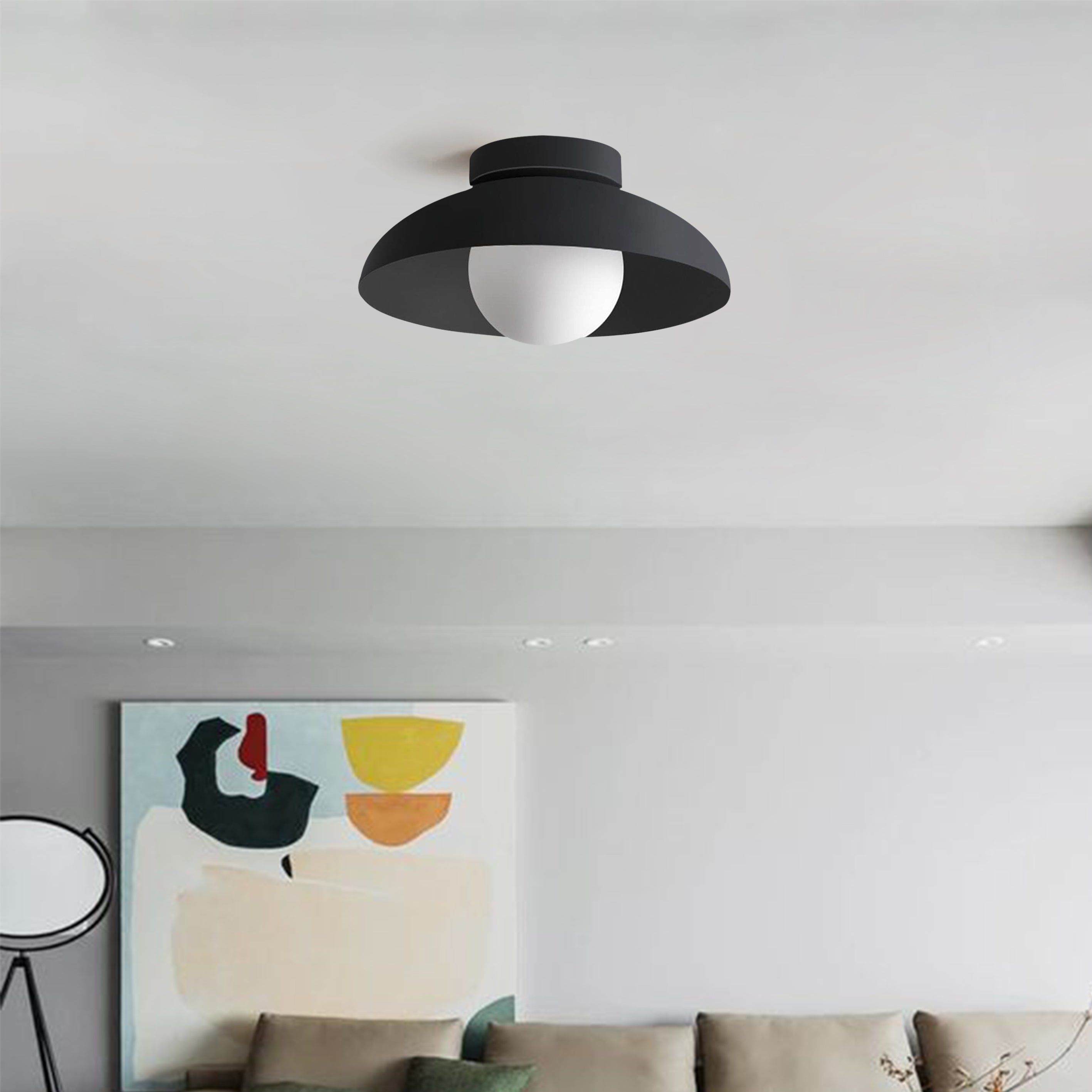 Moderne | Éclairage de plafond en fer | Design semi-encastré | Source lumineuse G9 | 28 cm de diamètre | Tension 110V-120V | Pour pièces sèches