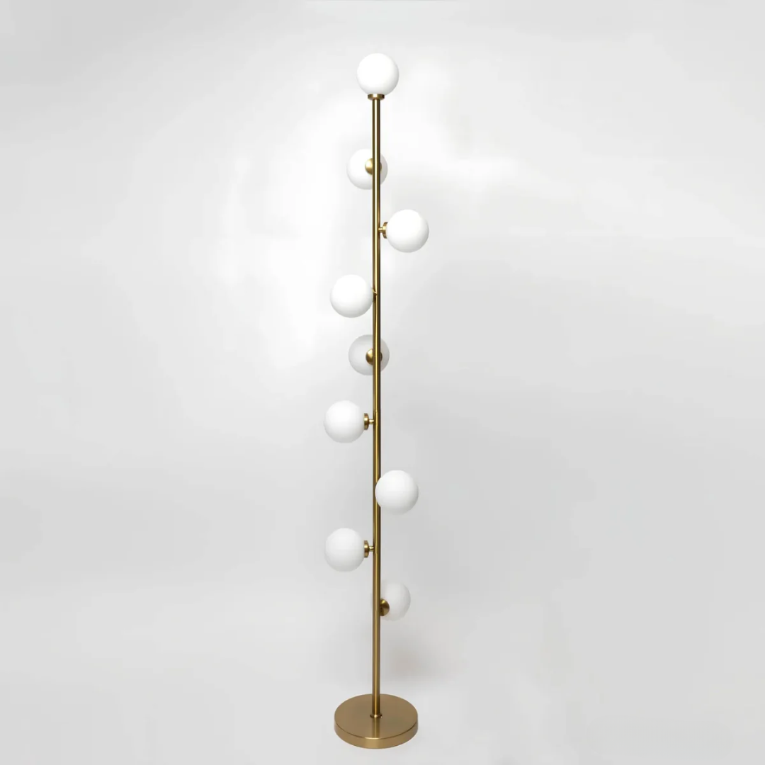 Elivaro | Moderne Stehlampe mit LED Licht | Schlankes Design in Gold/Schwarz | Glasdetails | Effektive Beleuchtung | Robuste Konstruktion | Stilvolle