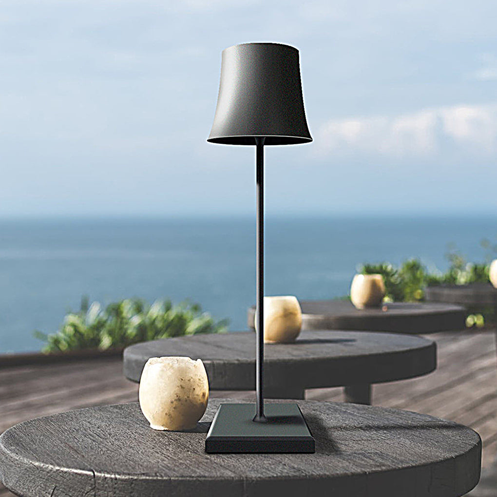 Evelien | Lampe de table LED sans fil rechargeable | Blanc mat/noir | IP54 étanche | Dimmable via contrôle tactile | Recharge USB | 38 cm | Design