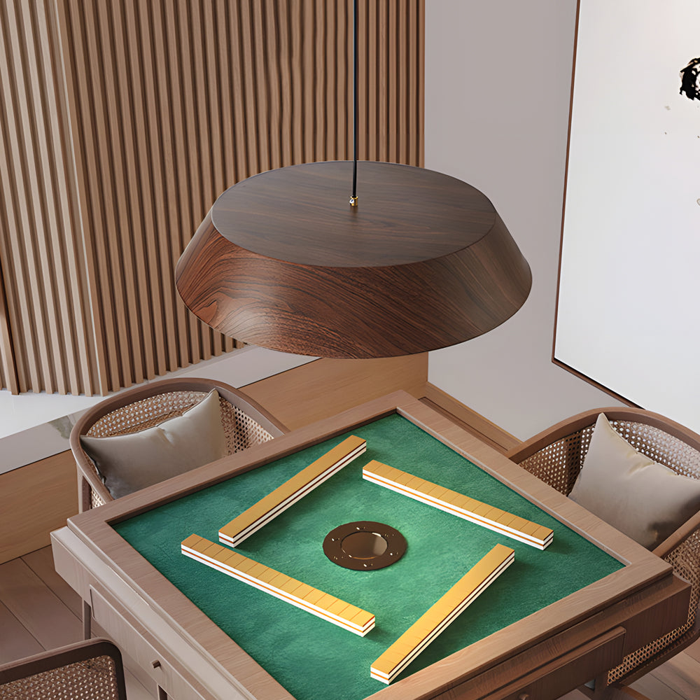 Suspension ronde en bois | Design inspiré du Japon | Câble réglable de 100 cm | LED 24W | Dimmable en trois étapes | Blanc neutre, blanc chaud