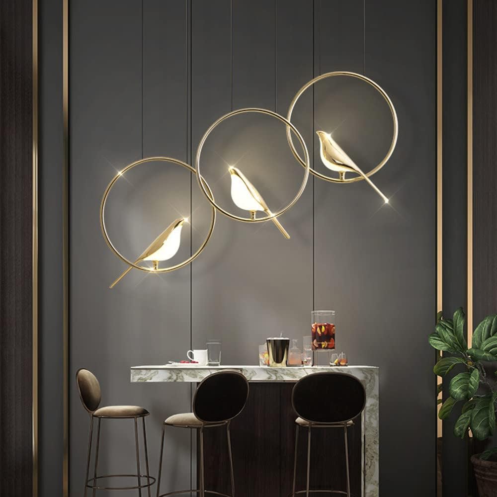 Hänglampa | Kreativa fåglar LED-girlang | Fågelmotiv | Justerbar längd | Guld | 30 cm - 121 cm diameter | Metall + akryl | Inbyggd LED | Matsal, vardagsrum, sovrum | 110-120 V | Torr plats